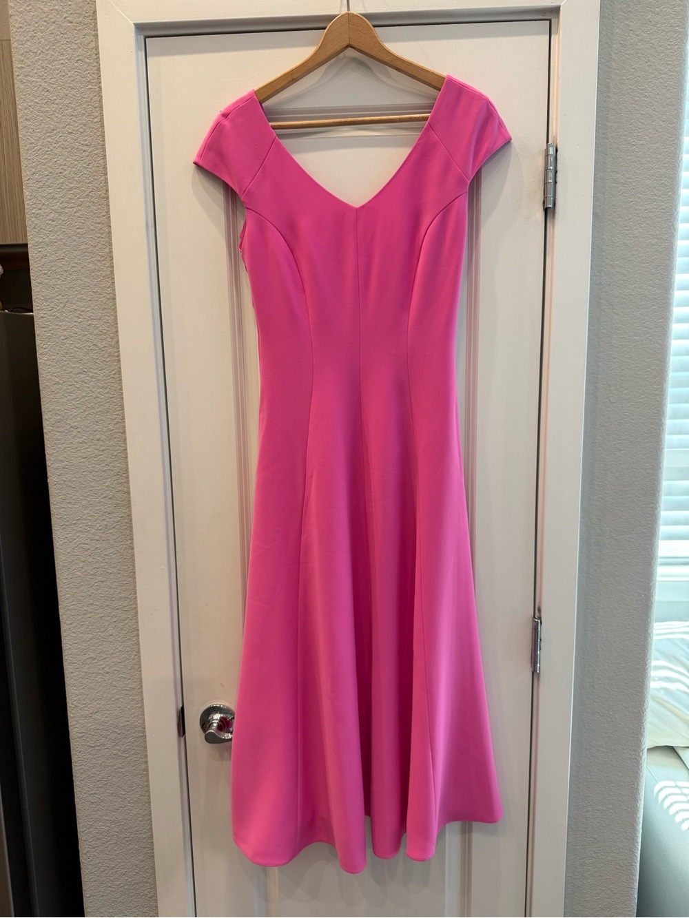 Emporio Armani Hot Pink V-Neck Cap Sleeve Midi Dress